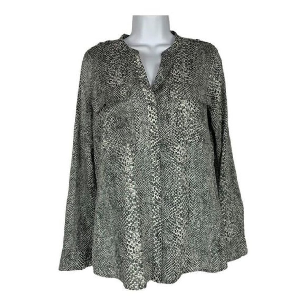 Calvin Klein Womens Snake Print Button-Front Blouse Size Small